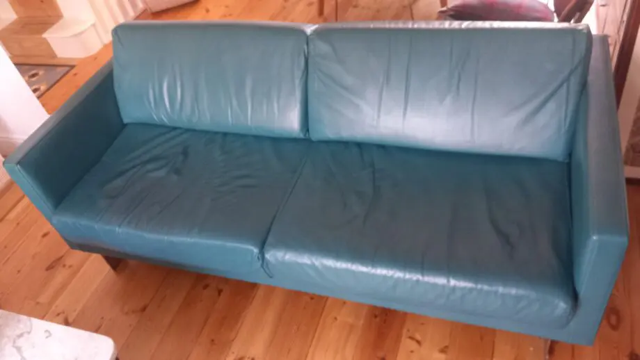 Blue leather sofa