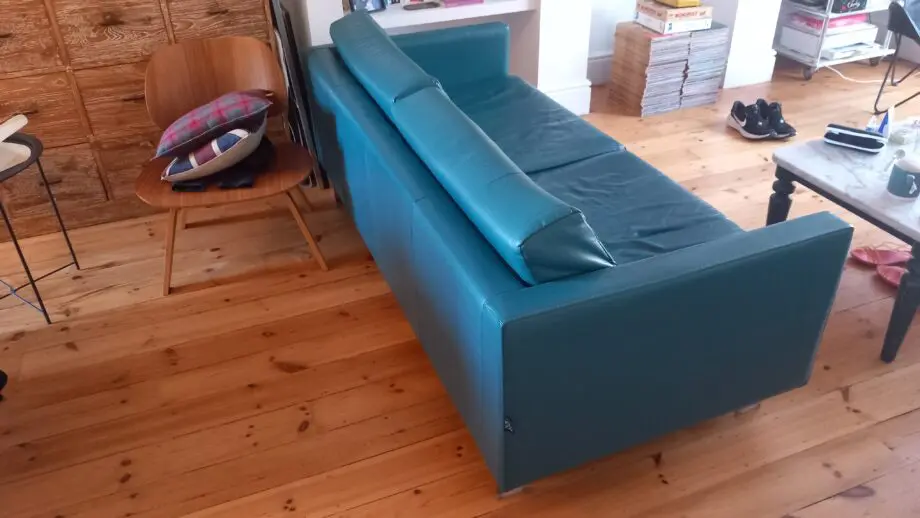 Blue leather sofa