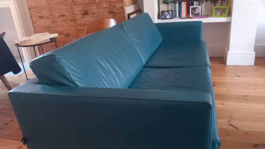 Blue leather sofa