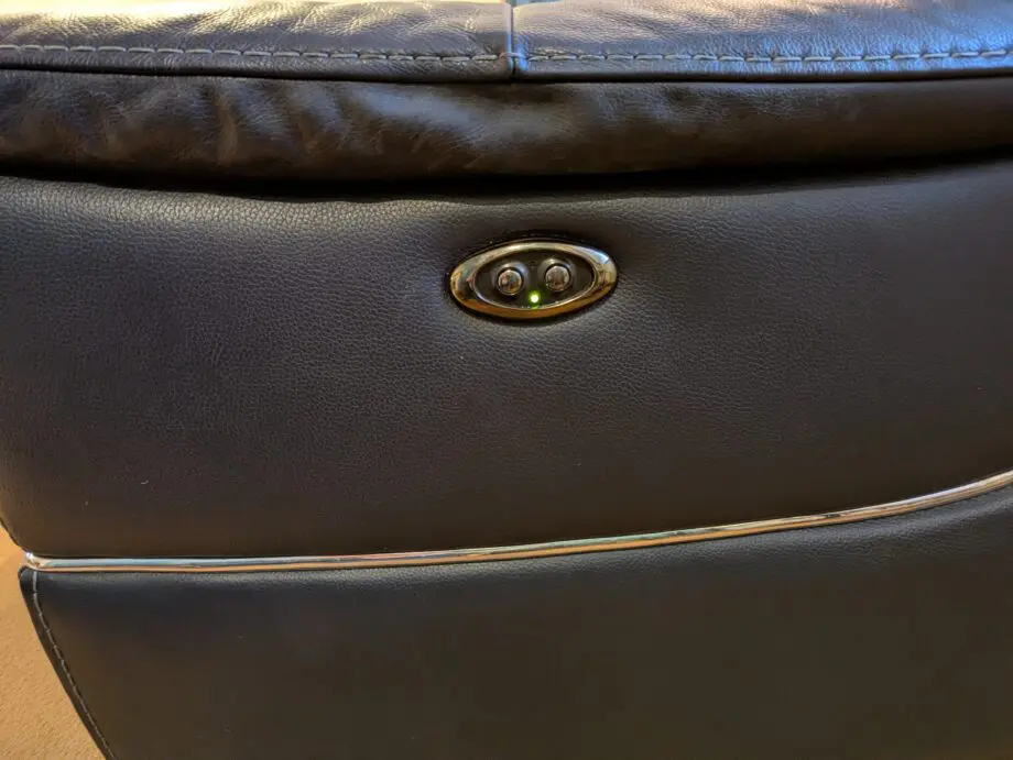 DFS Director Navy Leather left hand facing power chaise corner sofa