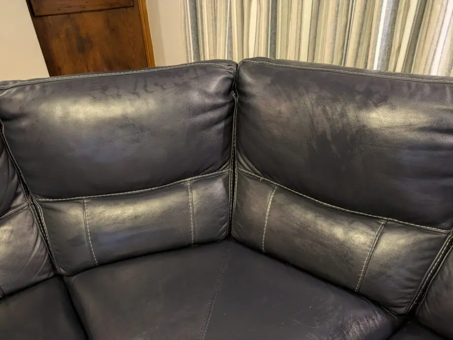 DFS Director Navy Leather left hand facing power chaise corner sofa