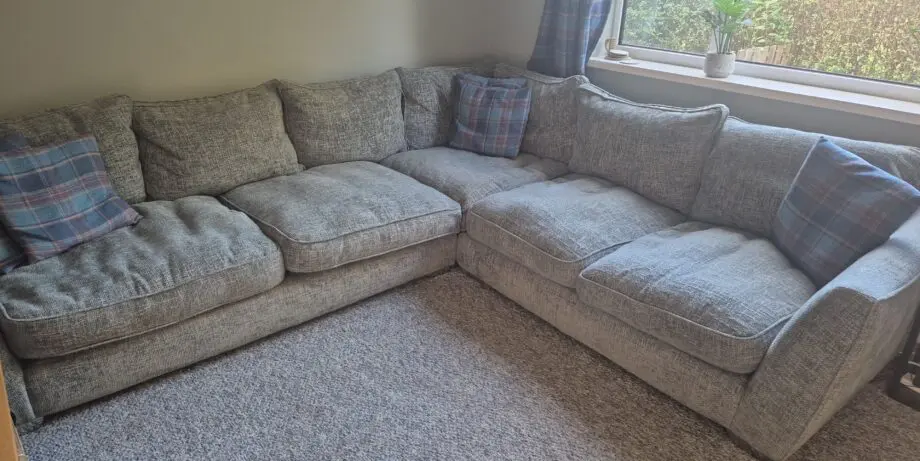Beautiful mint coloured corner sofa