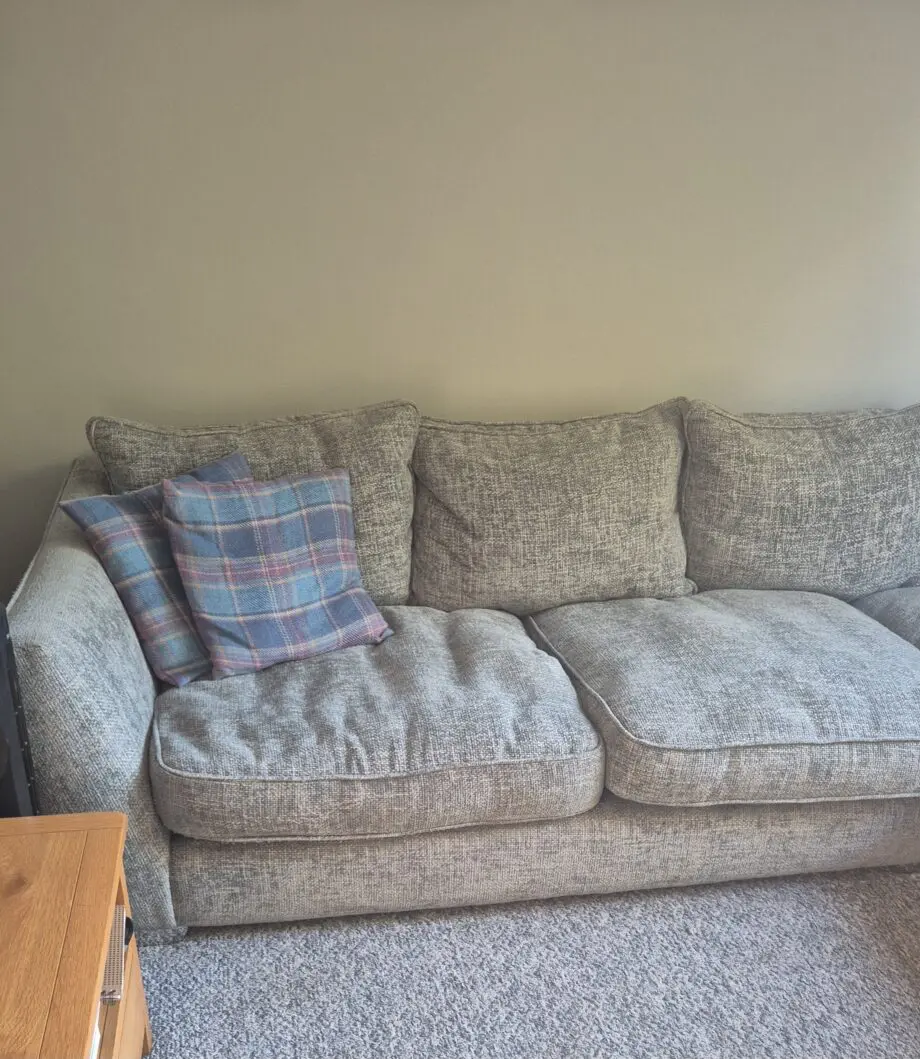 Beautiful mint coloured corner sofa