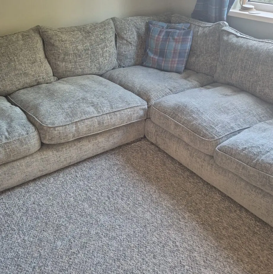 Beautiful mint coloured corner sofa