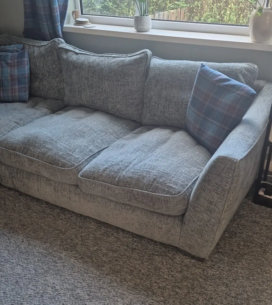 Beautiful mint coloured corner sofa