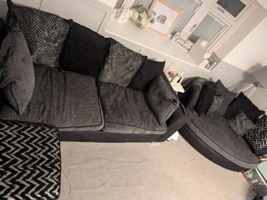 DFS Grey and Black Ollie Style Sofa Set 3 pieces
