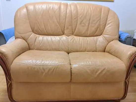 Italian beige/brown leather sofa