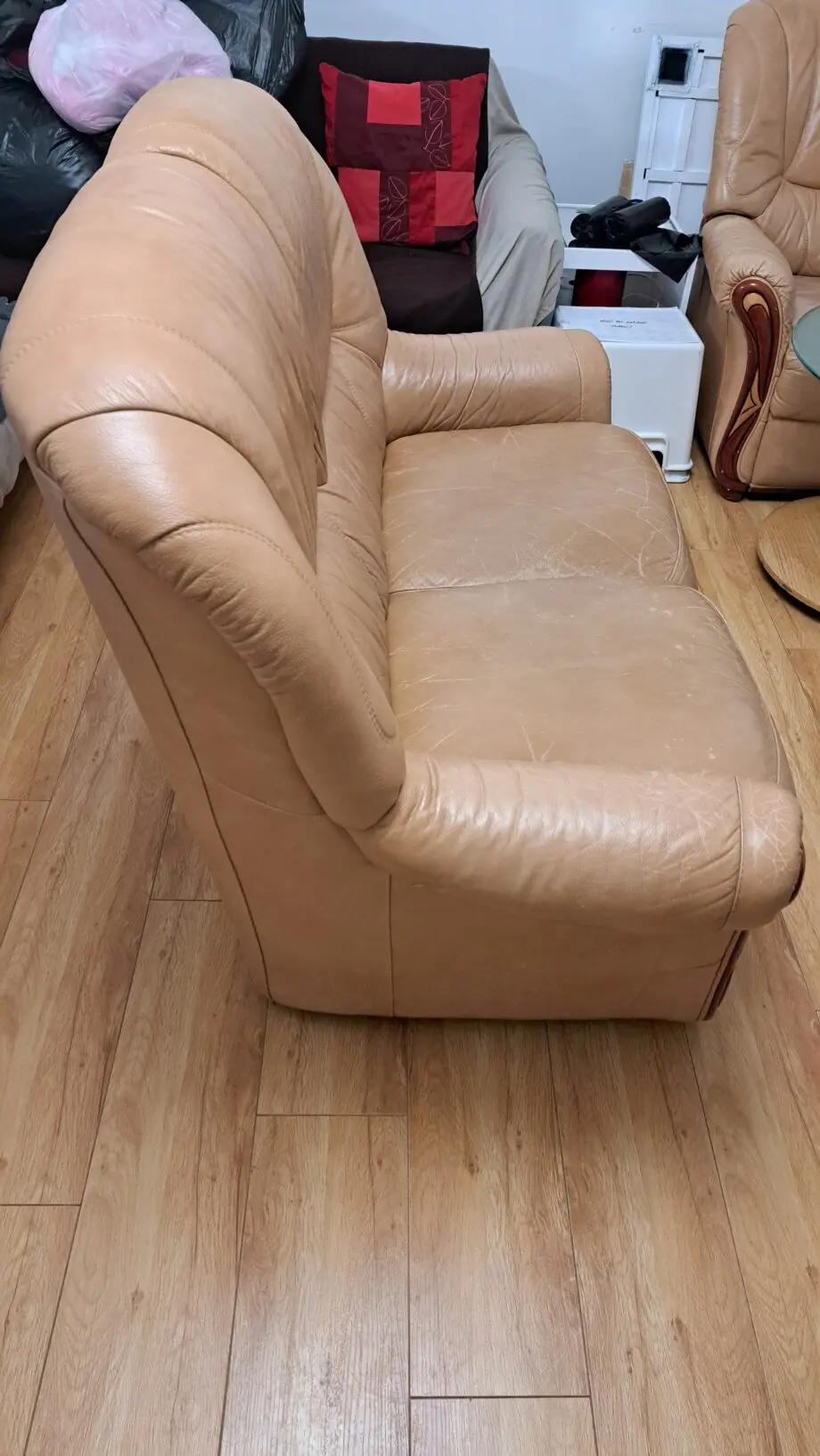 Italian beige/brown leather sofa