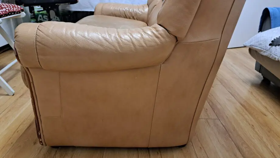 Italian beige/brown leather sofa