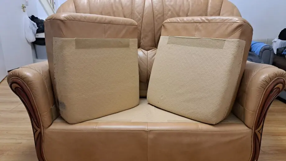 Italian beige/brown leather sofa