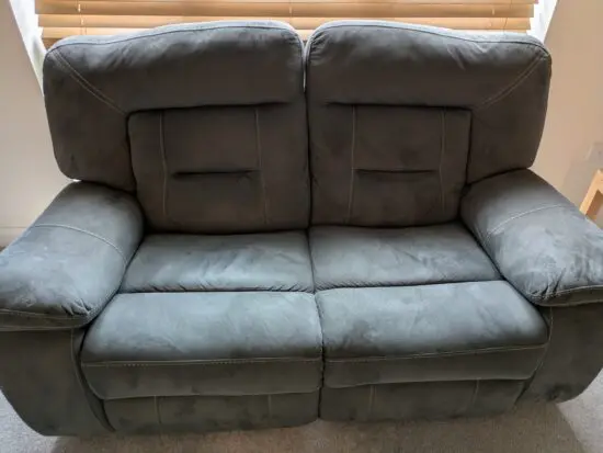 Two seater charcoal recliner sofa