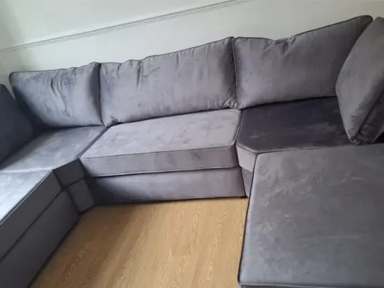 Grey 5 seater shaped sofa