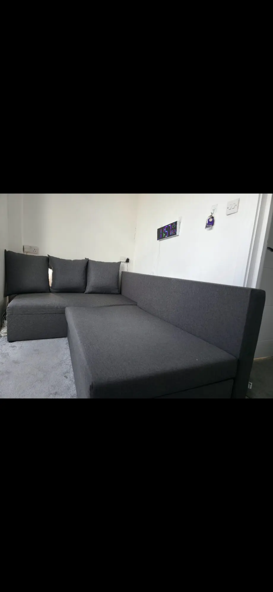 L Shape Grey colour Sofa Bed with Storage