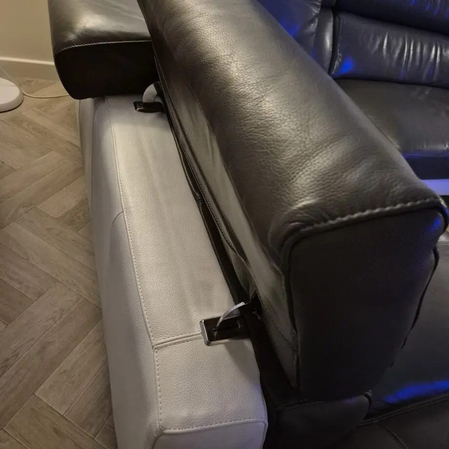 DFS ICONICA STAGE Leather Corner Sofa - Grey and Polar white