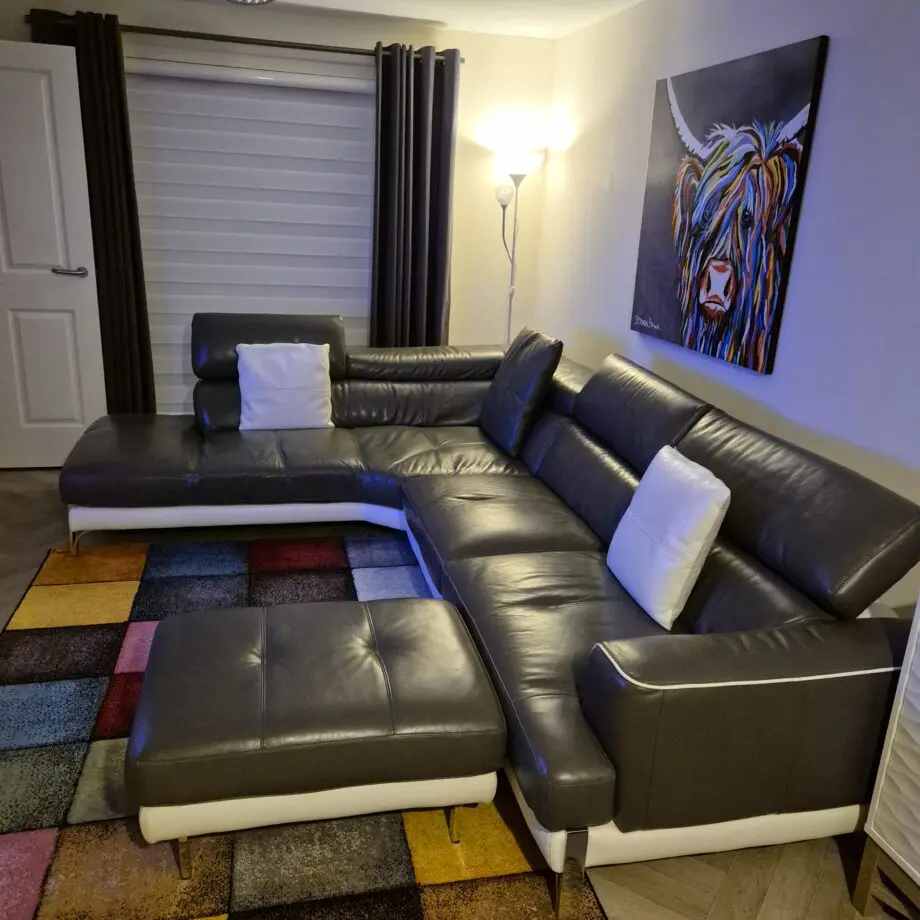 DFS ICONICA STAGE Leather Corner Sofa - Grey and Polar white