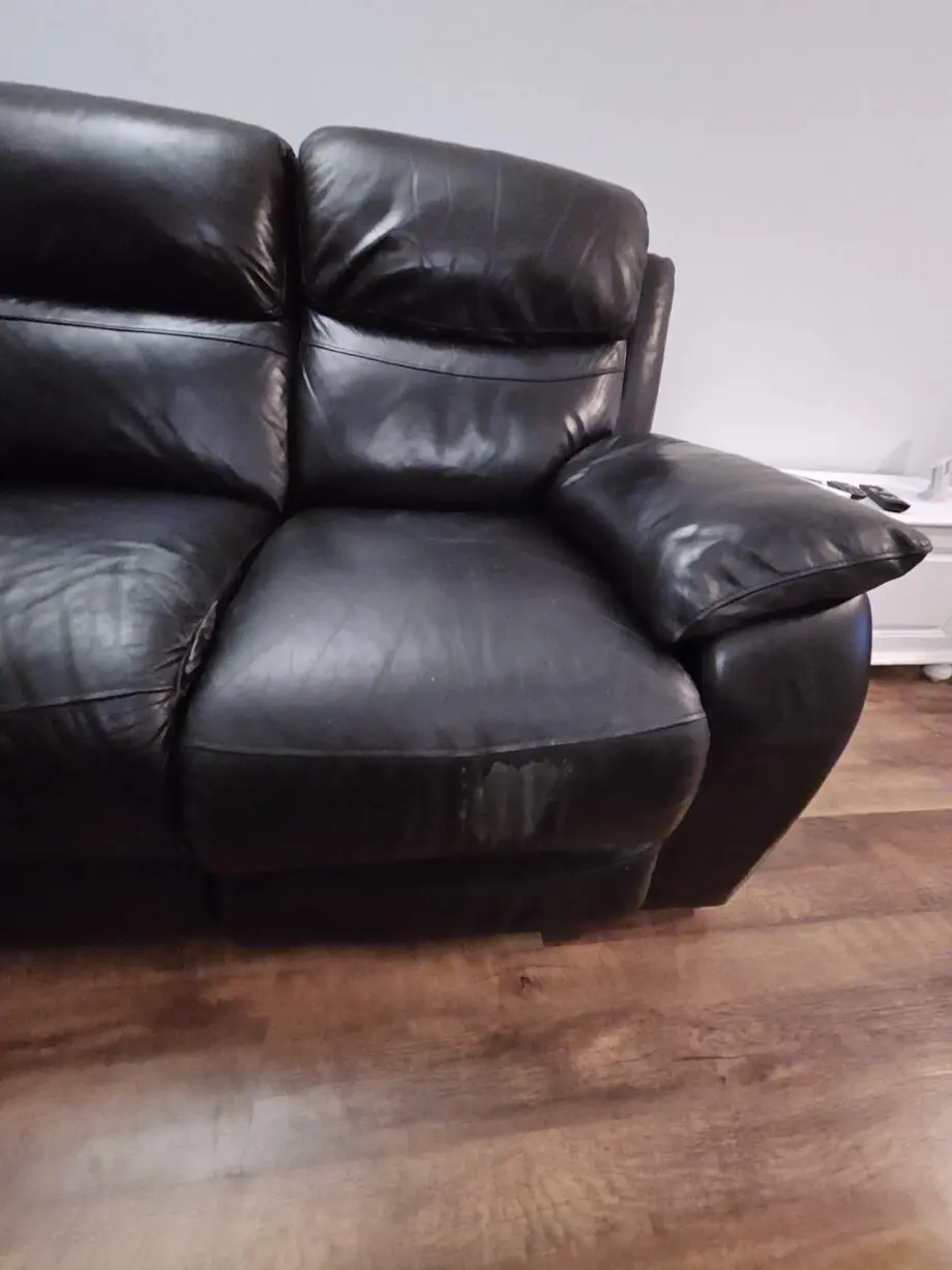 Black leather recliner sofas. 3 seater and 2 seater