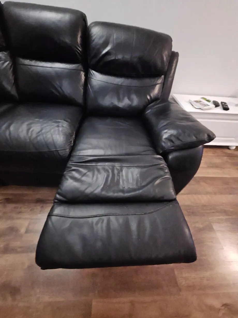 Black leather recliner sofas. 3 seater and 2 seater