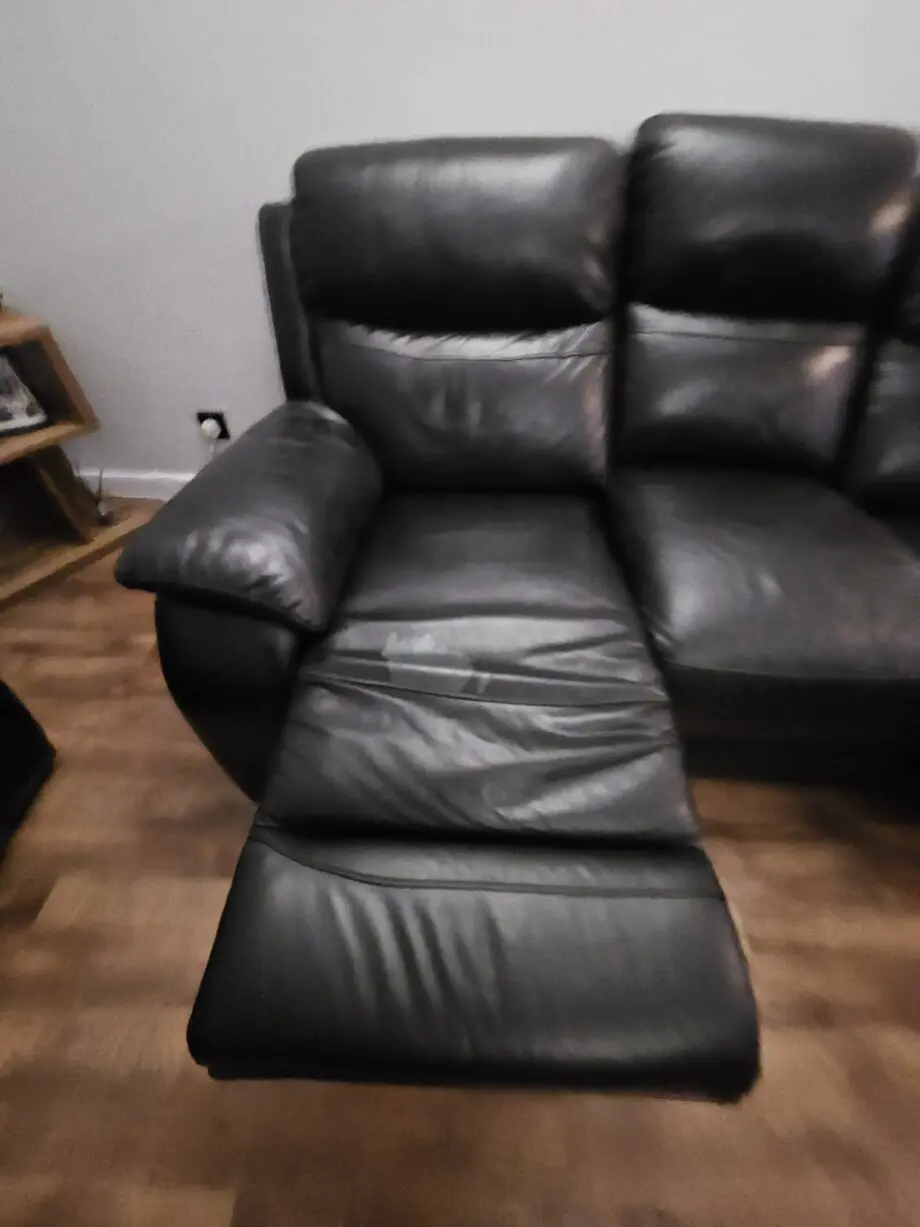 Black leather recliner sofas. 3 seater and 2 seater