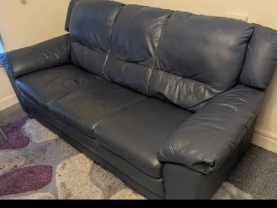 Blue leather sofa