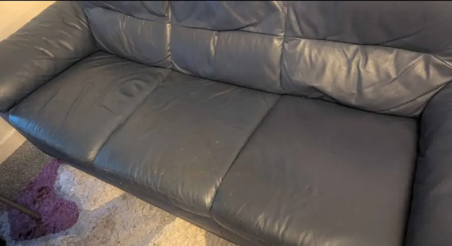 Blue leather sofa