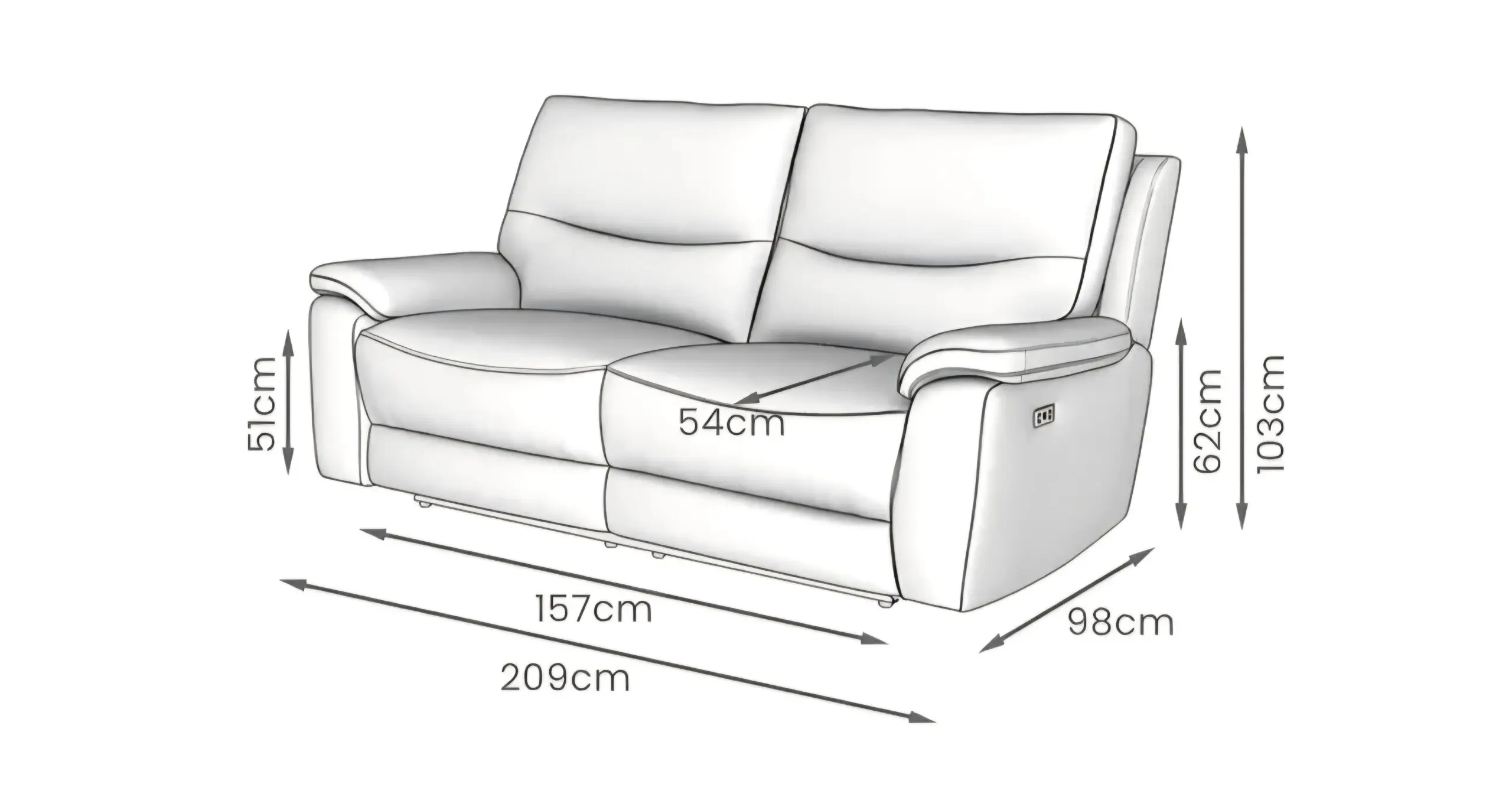 Dfs light grey tahiti 3 Seater recliner sofa