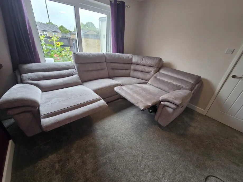 Berlin grey electric reclining corner sofa 3 months old