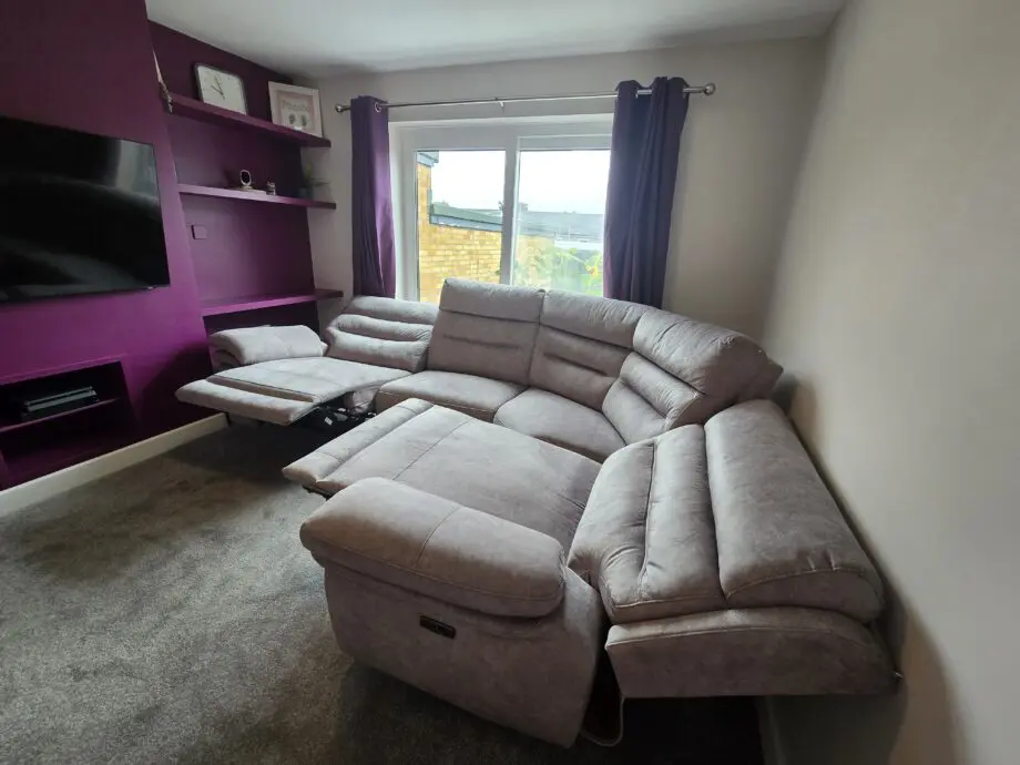 Berlin grey electric reclining corner sofa 3 months old