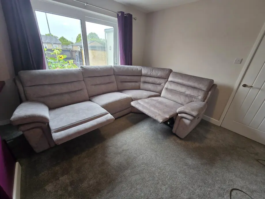 Berlin grey electric reclining corner sofa 3 months old