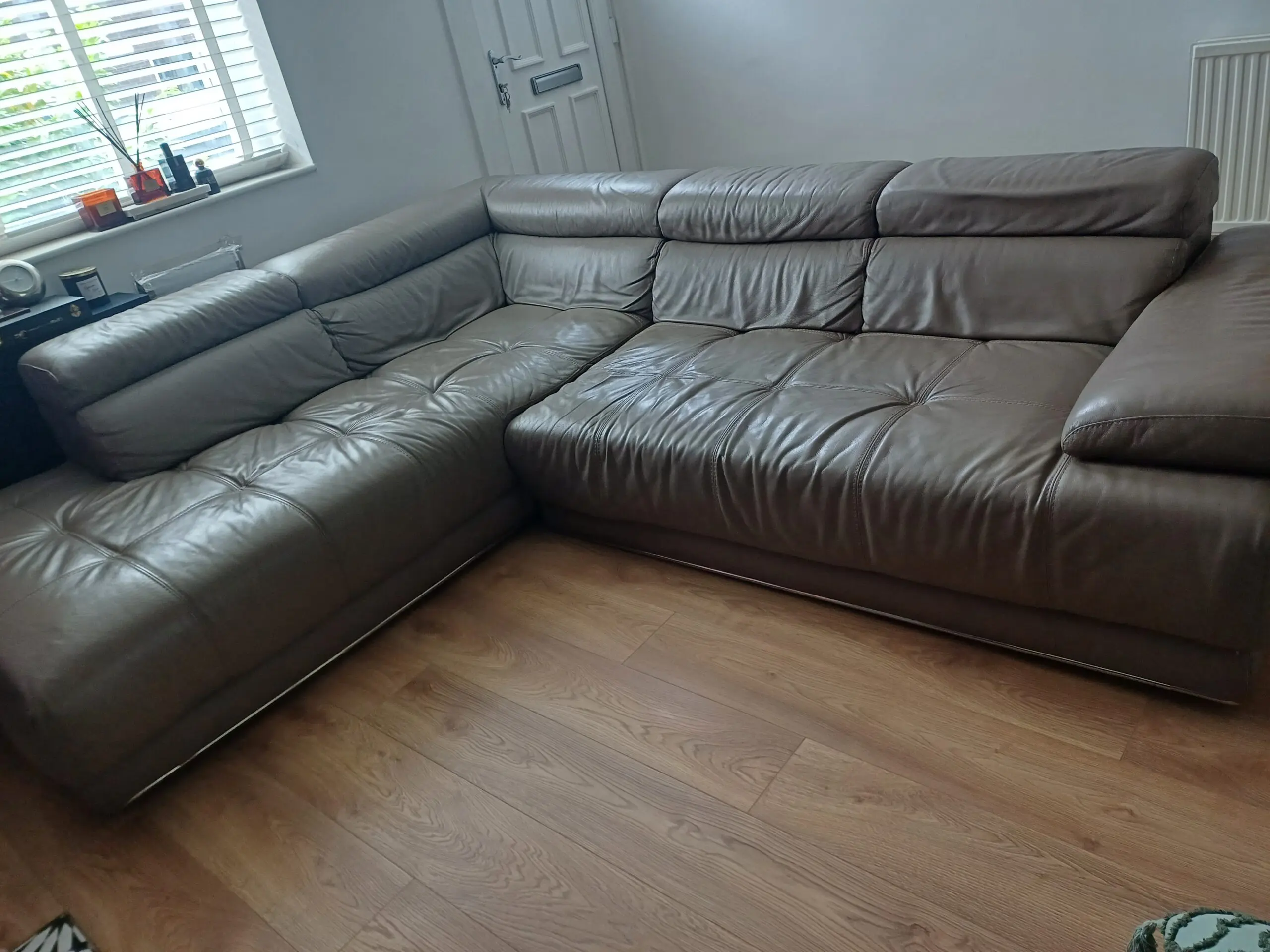 Stockton corner leather sofa, also sold in Boconcept