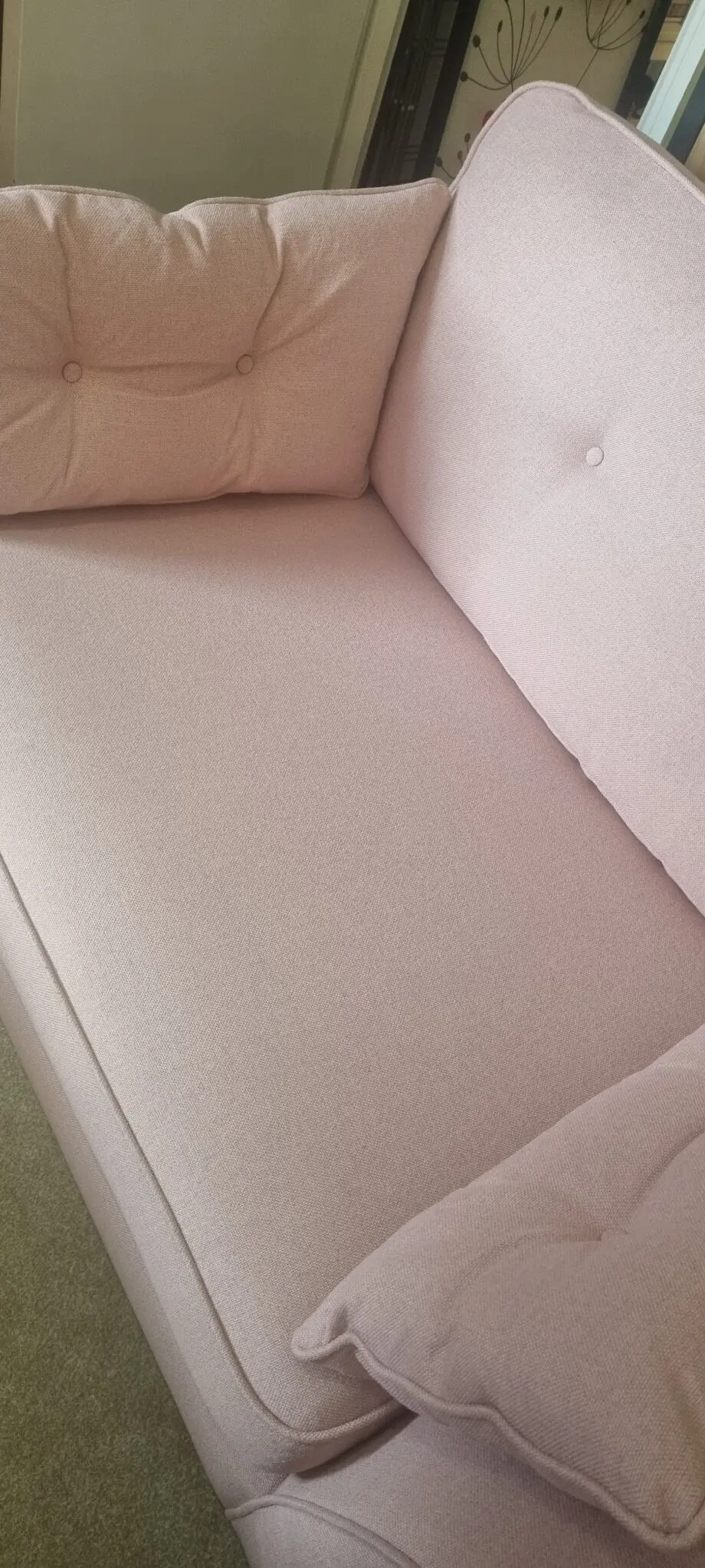 DFS Zinc by French Connection pink cuddler sofa