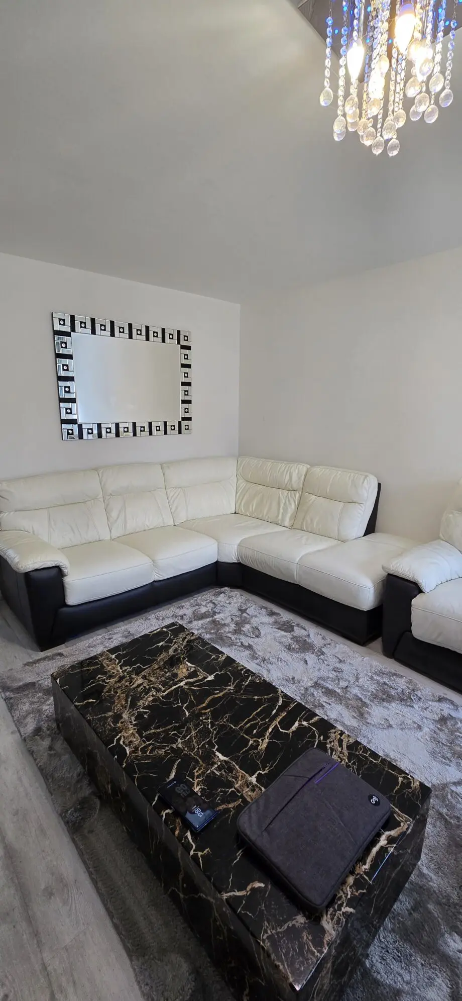 DFS Genuine Leather Corner Sofa Set with Recliner & Storage Footstool – £500 (ONO)