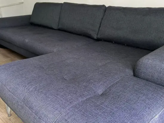 Made.com Blue-Grey Fabric Corner Sofa with Left Side Chaise