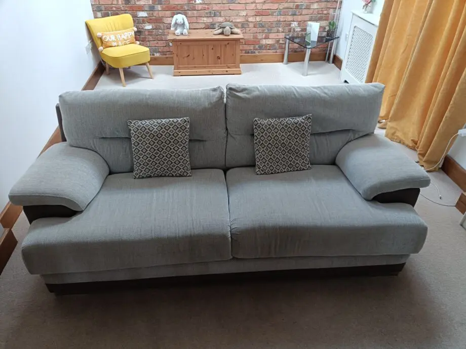 SCS beige 2, 3 seater sofa with fabric