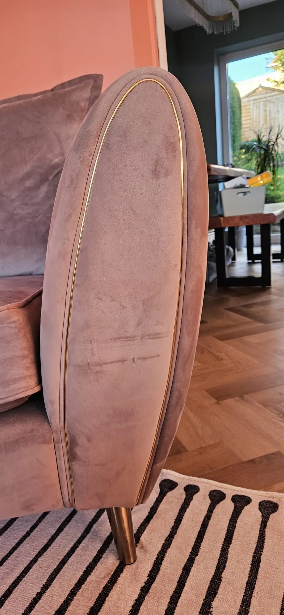 Sofology Light Grey Velvet Chair with Gold Accents