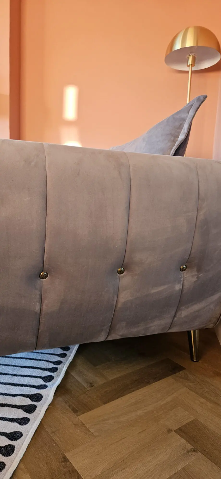 Sofology Light Grey Velvet Chair with Gold Accents