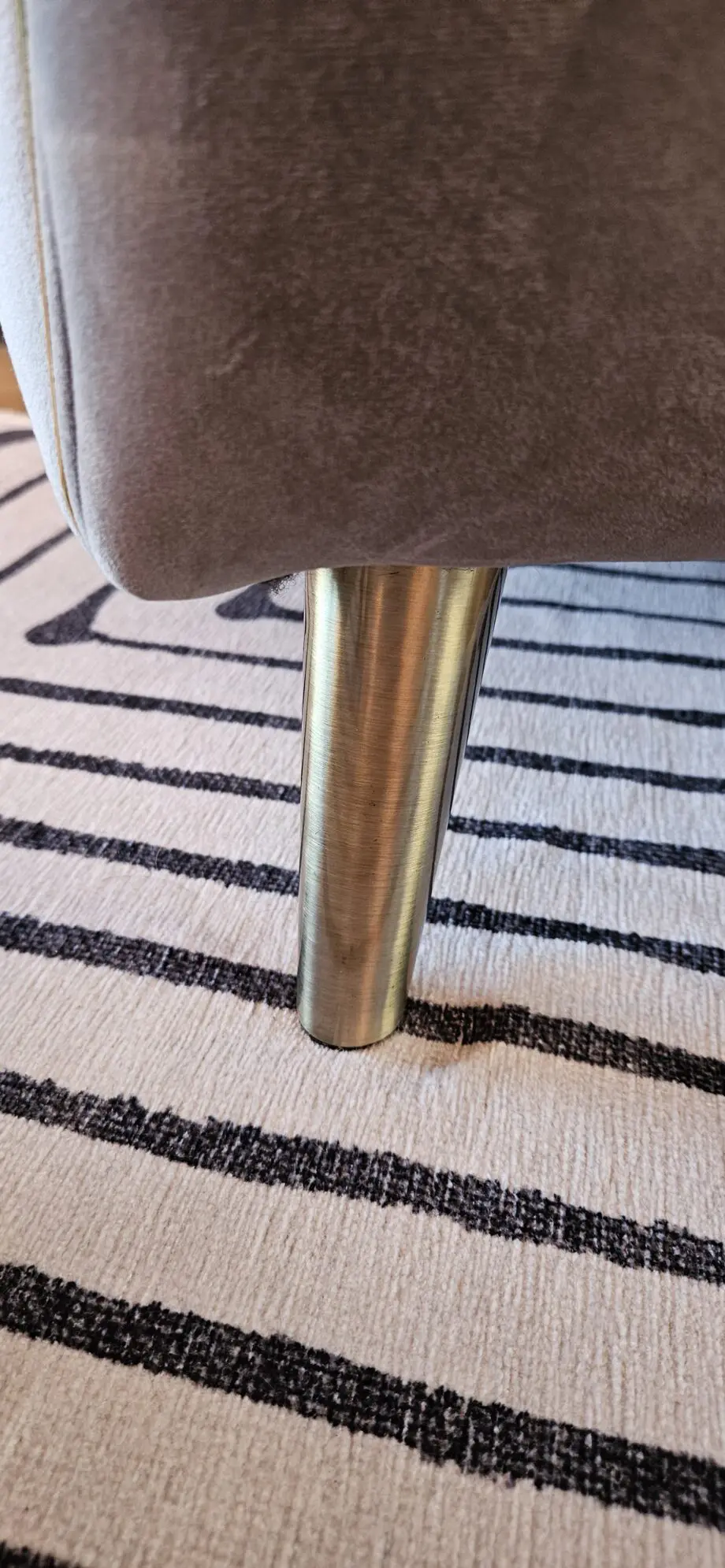 Sofology Light Grey Velvet Chair with Gold Accents