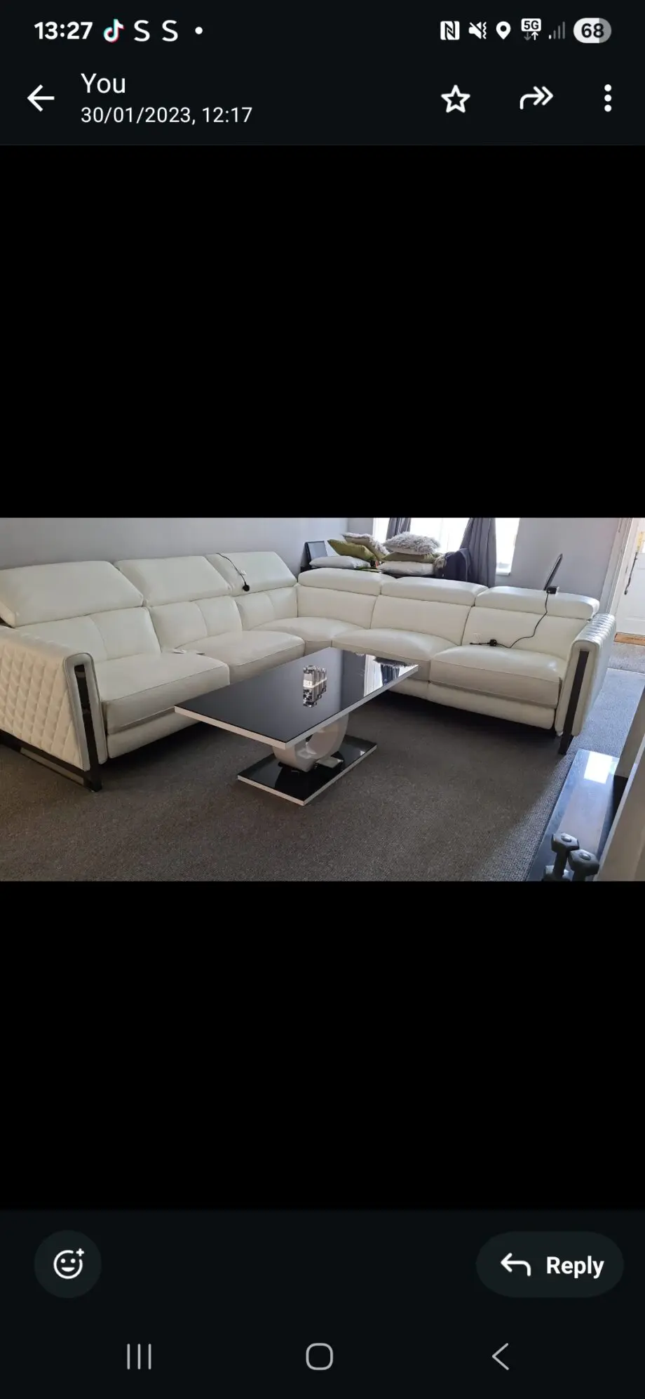 DFS white electric corner sofa