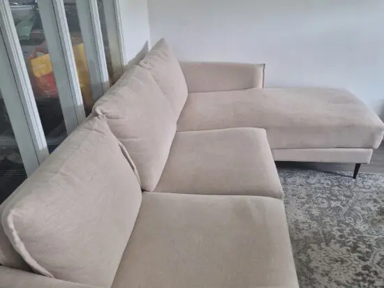 Bari light beige woven fabric chaise sofa