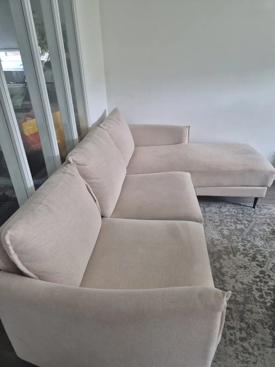 Bari light beige woven fabric chaise sofa