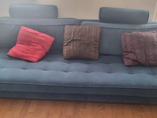 Blue velvet 3 seater sofa