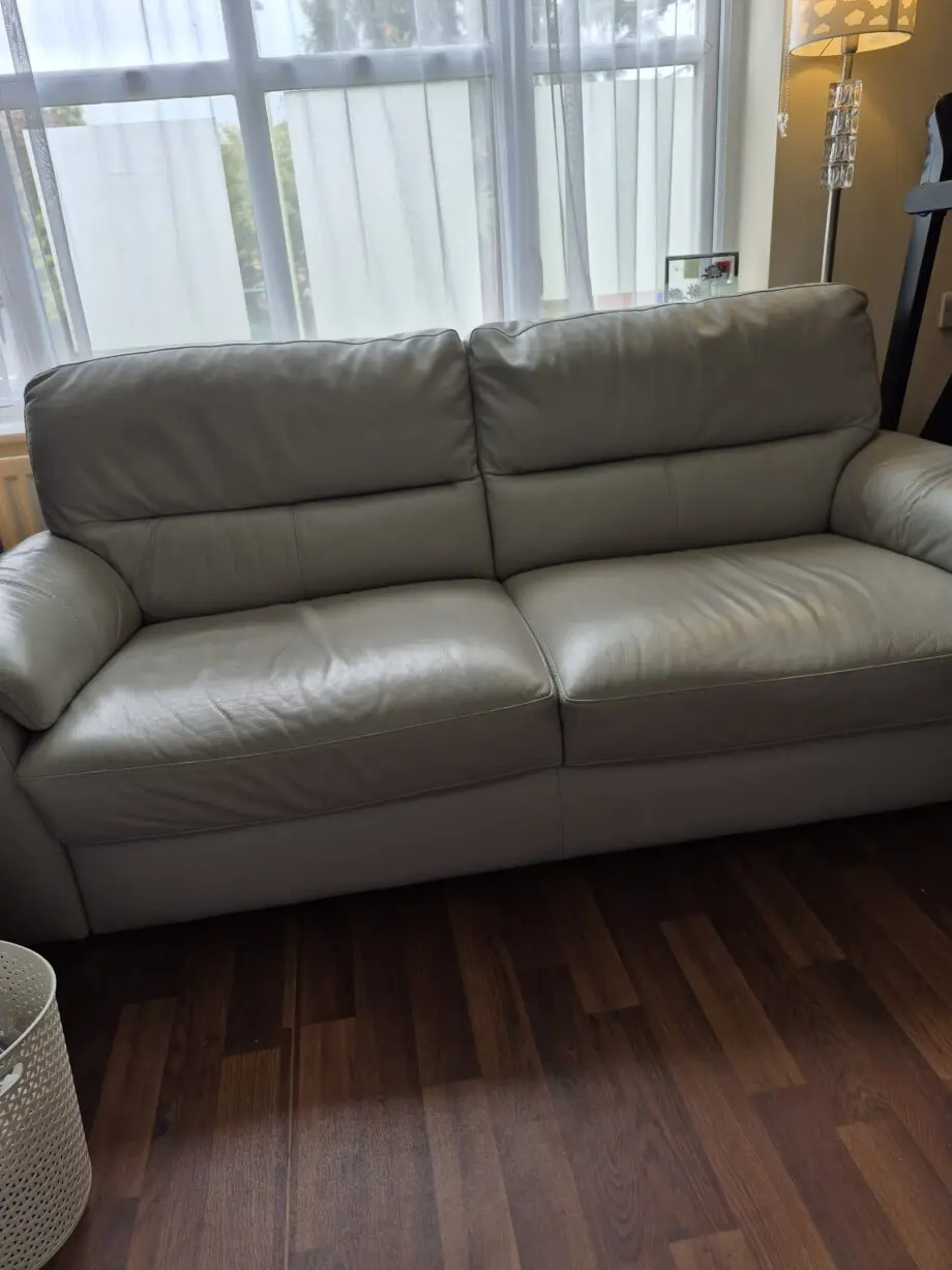 Grey leather 3 Seater sofa