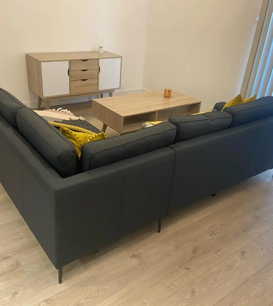 Black L-Shape Corner Sofa For Sale Now