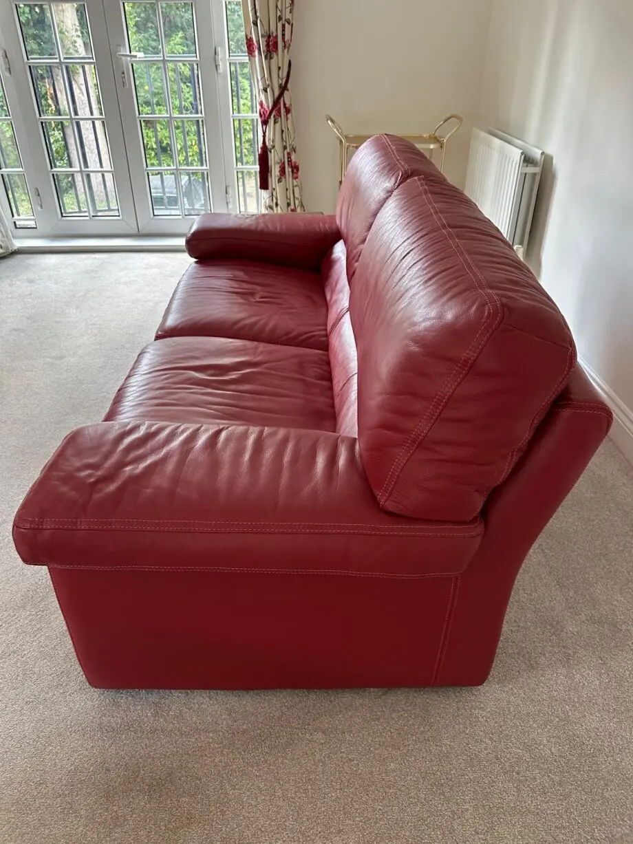 Red leather sofa set