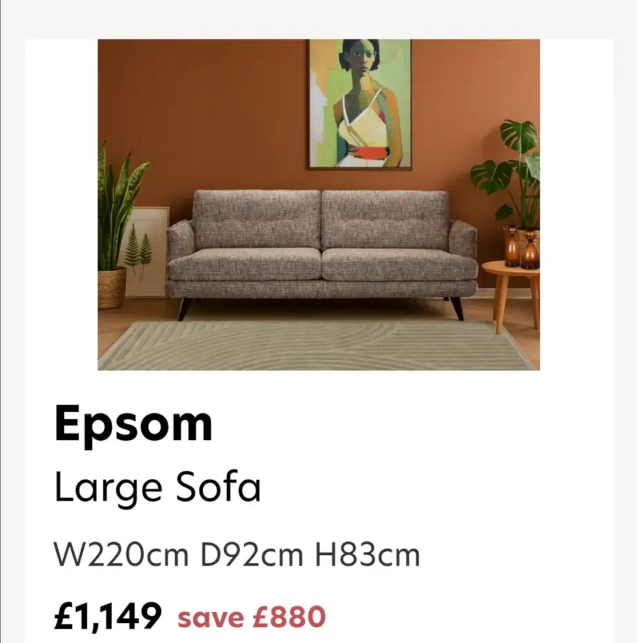 Epsom 4 seater large sofa