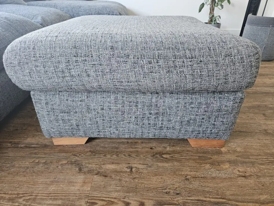 Next Houghton Deep Sit Large Corner Chaise Sofa (Right) & Storage Footstool – Mid Grey Boucle