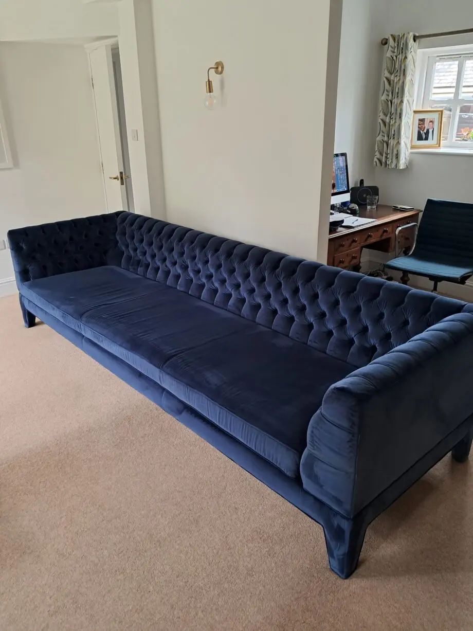 Arthur G blue velvet sofa