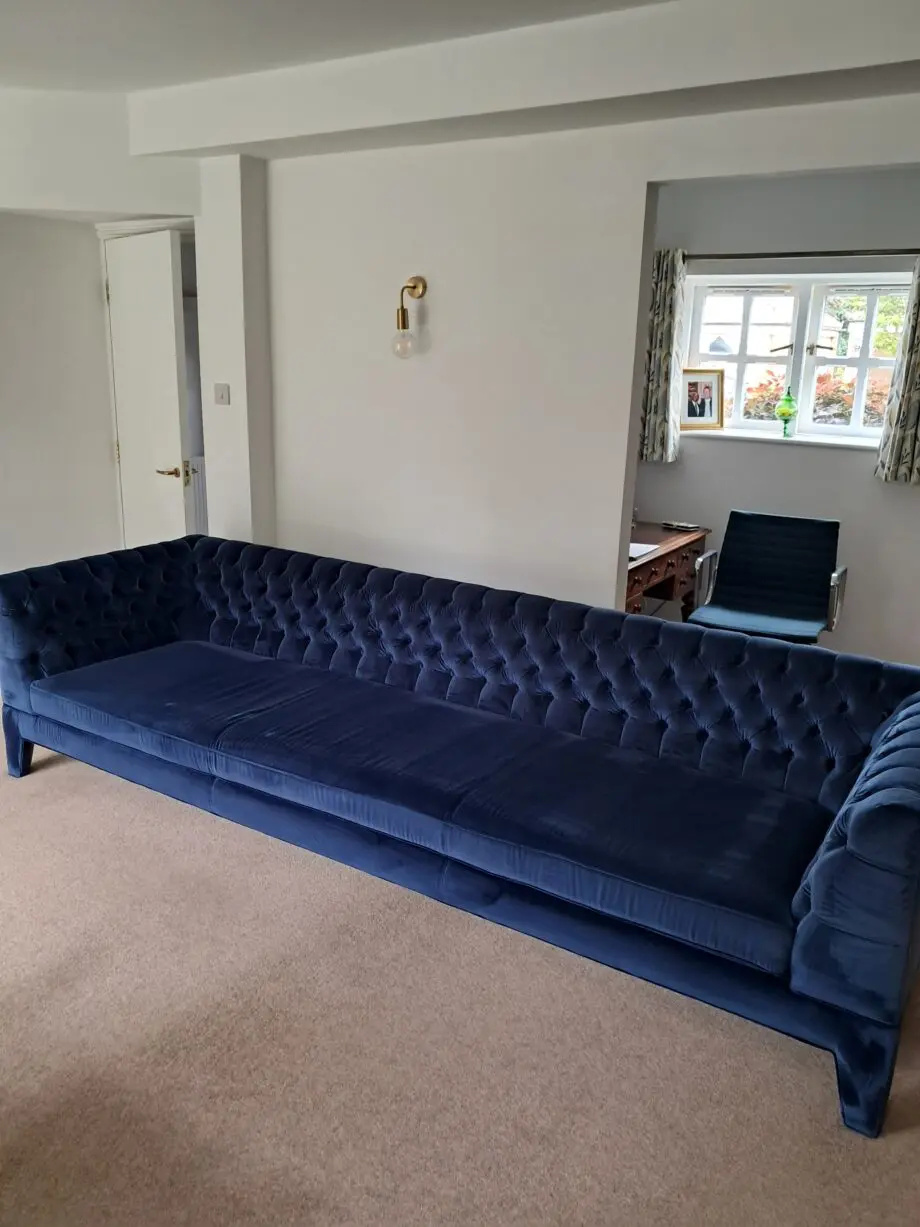 Arthur G blue velvet sofa