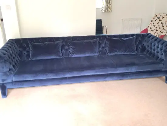 Arthur G blue velvet sofa