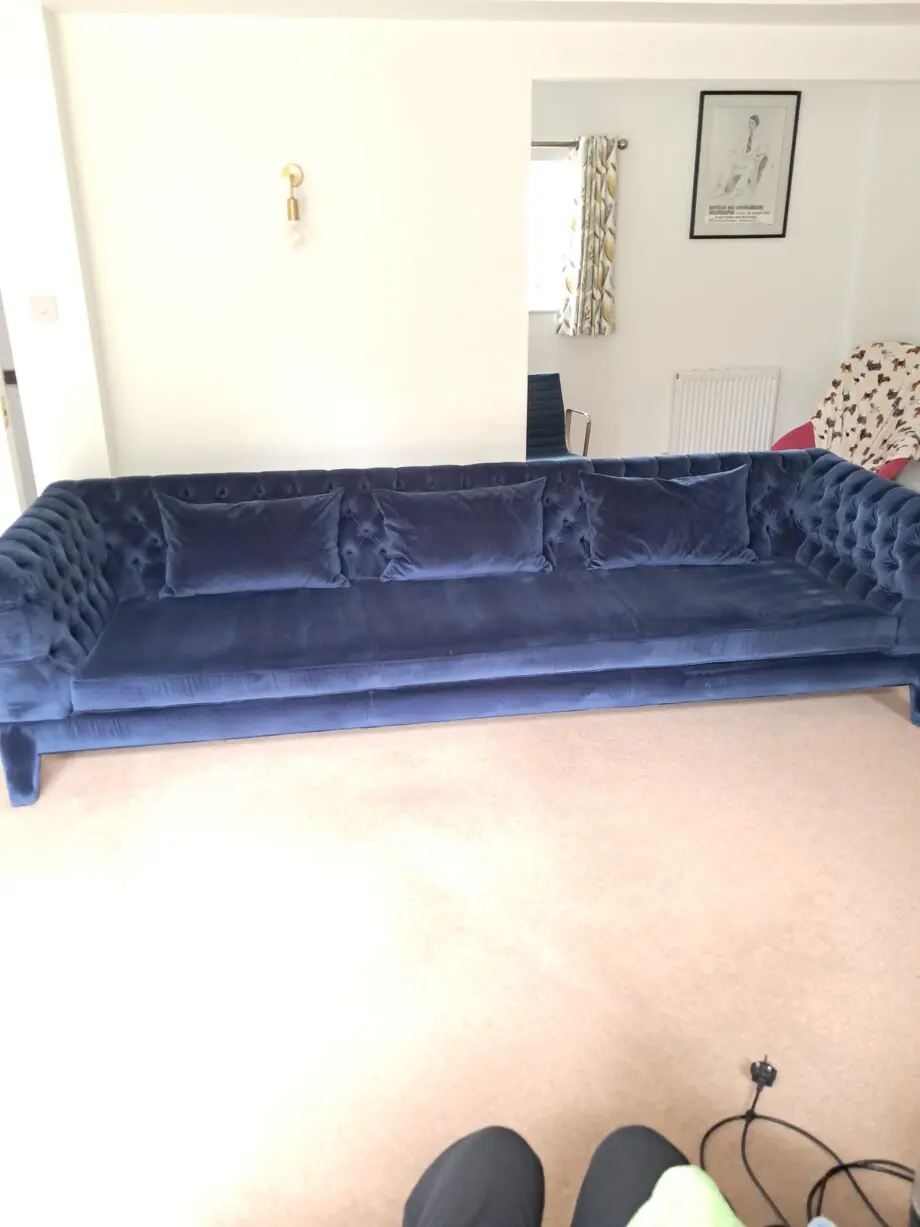 Arthur G blue velvet sofa