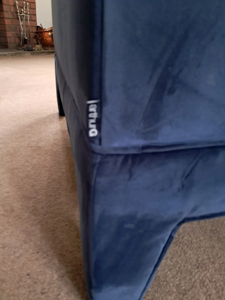 Arthur G blue velvet sofa